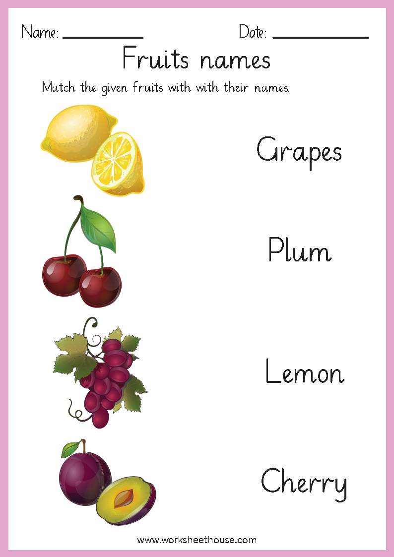 fruits & vegetables worksheet 1