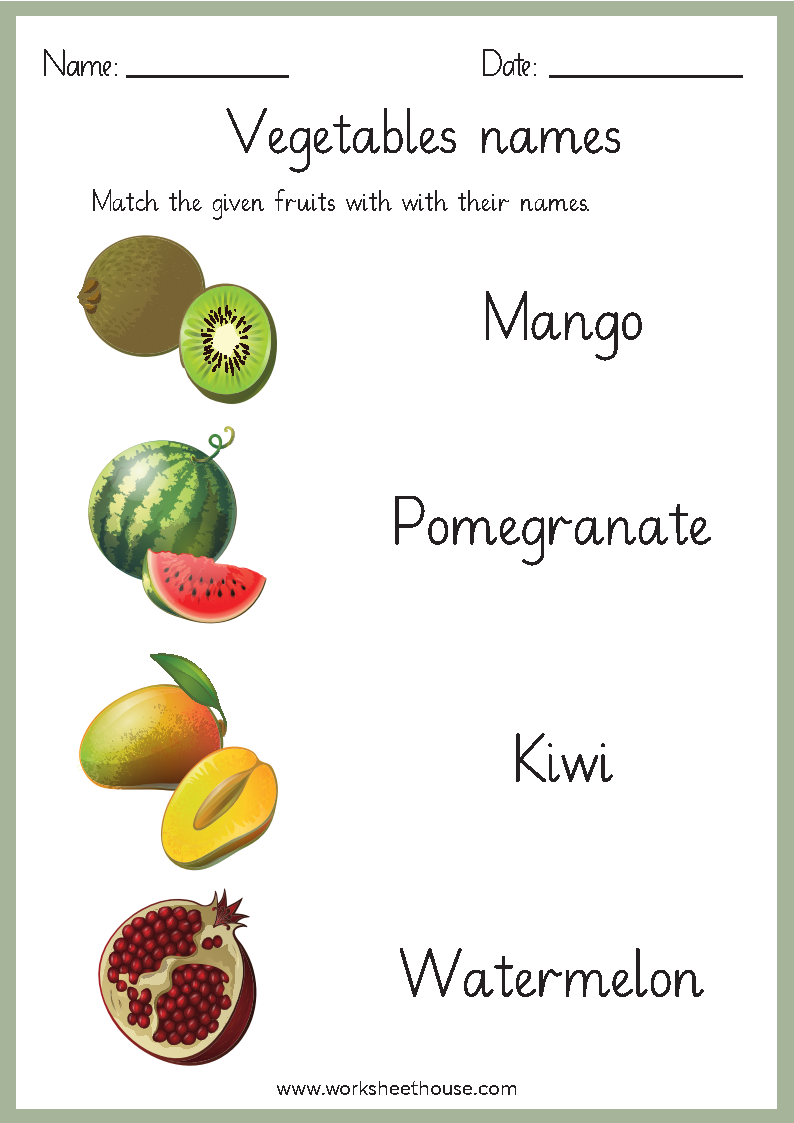 fruits & vegetables worksheet 2