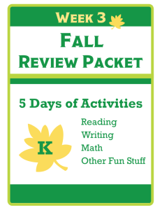 Fall review packet kindergarten week 3